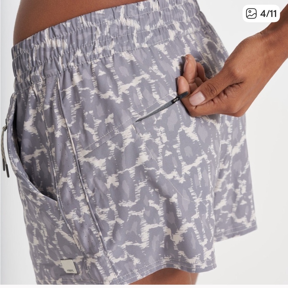 Vuori Opal and White Dash Shorts